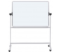 Mobile dry wipe magnetic board OFFICE PRODUCTS, double-sided, lacquered, aluminium frame, tilt angle adjustment, 150x120cm, whit