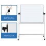 Mobile dry wipe magnetic board OFFICE PRODUCTS, double-sided, lacquered, aluminium frame, tilt angle adjustment, 200x100cm, white