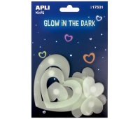 Naklejki świecące w ciemności APLI, serca, 9 szt.