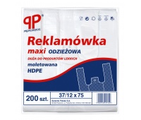 Plastic bag SARANTIS, HD maxi clothing, HDPE 37/12/75 cm, 12 mikrons., 200 pcs, white