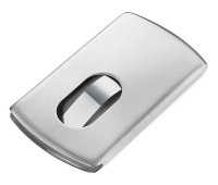 Business card holder TROIKA Slide, steel
