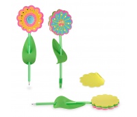 Ball pen with flower-shaped sticky notes TRENDHAUS GF-6, color mix
