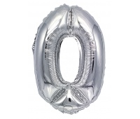 Balon foliowy PARTY GO, cyfra 0, 80cm, srebrny