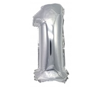 Foil balloon PARTY GO, number 1, 80cm, silver