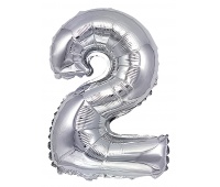 Foil balloon PARTY GO, number 2, 80cm, silver