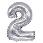 Foil balloon PARTY GO, number 2, 80cm, silver