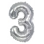 Balon foliowy PARTY GO, cyfra 3, 80cm, srebrny, Okolicznościowe, Gadżety