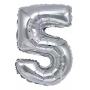 Foil balloon PARTY GO, number 5, 80cm, silver