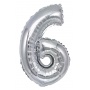 Foil balloon PARTY GO, number 6, 80cm, silver