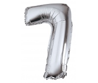Foil balloon PARTY GO, number 7, 80cm, silver
