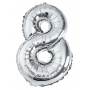 Foil balloon PARTY GO, number 8, 80cm, silver