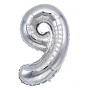 Balon foliowy PARTY GO, cyfra 9, 80cm, srebrny, Okolicznościowe, Gadżety