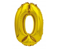 Foil balloon PARTY GO, number 0, 80cm, gold