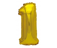 Foil balloon PARTY GO, number 1, 80cm, gold