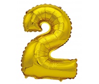 Foil balloon PARTY GO, number 2, 80cm, gold