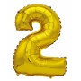 Foil balloon PARTY GO, number 2, 80cm, gold