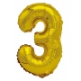 Foil balloon PARTY GO, number 3, 80cm, gold