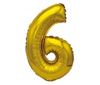 Foil balloon PARTY GO, number 6, 80cm, gold