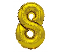 Foil balloon PARTY GO, number 8, 80cm, gold