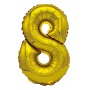 Balon foliowy PARTY GO, cyfra 8, 80cm, złoty, Okolicznościowe, Gadżety