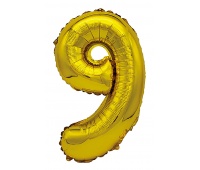 Foil balloon PARTY GO, number 9, 80cm, gold