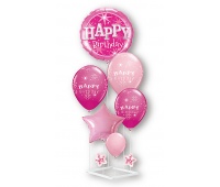 Balloon set PARTY GO Happy Birthday, 90cm, 6 pcs., pink