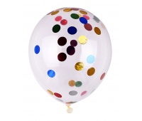 Balloon set PARTY GO, with confetti, 25cm, 6 pcs., mix of colours