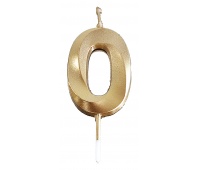 Candle PARTY GO, number 0, 4.8cm, gold