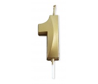 Candle PARTY GO, number 1, 4.8cm, gold