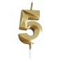 Candle PARTY GO, number 5, 4.8cm, gold