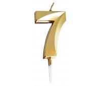 Candle PARTY GO, number 7, 4.8cm, gold