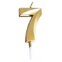 Candle PARTY GO, number 7, 4.8cm, gold