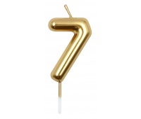 Candle PARTY GO, number 7, 6cm, gold