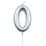 Candle PARTY GO, number 0, 6cm, silver