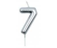 Candle PARTY GO, number 7, 6cm, silver