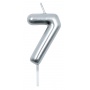 Candle PARTY GO, number 7, 6cm, silver