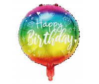 Balloon PARTY GO Happy Birthday, 45cm, 1 pc., mix of colours