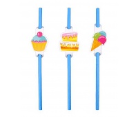 Straws PARTY GO, 20cm, 6 pcs., blue