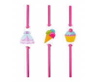 Straws PARTY GO, 20cm, 6 pcs., pink