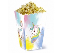 Popcorn box PARTY GO Unicorn, 11.5x14.5cm, 6 pcs., pink