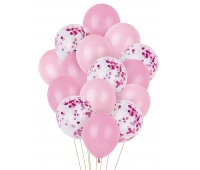 Zestaw balonów PARTY GO, 25-30cm, 15 szt., różowe