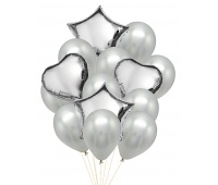Zestaw balon&oacute;w PARTY GO, 25-45cm, 14 szt., srebrne