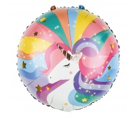 Round balloon PARTY GO Unicorn, 45cm, 1 pc., mix of colours