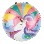 Round balloon PARTY GO Unicorn, 45cm, 1 pc., mix of colours