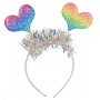 Headband PARTY GO Heart, 22cm, 1 pc., mix of colours