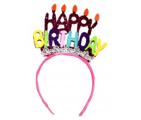 Opaska PARTY GO Happy Birthday, 24cm, 1 szt., mix kolor&oacute;w