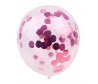 Balloon set with confetti PARTY GO, 25cm, 6 pcs., pink