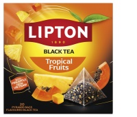 Herbata LIPTON czarna, owoce tropikalne, 20 piramidek