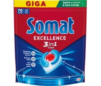 Dishwasher capsules SOMAT Excellence 3in1, 70 pcs., lemon