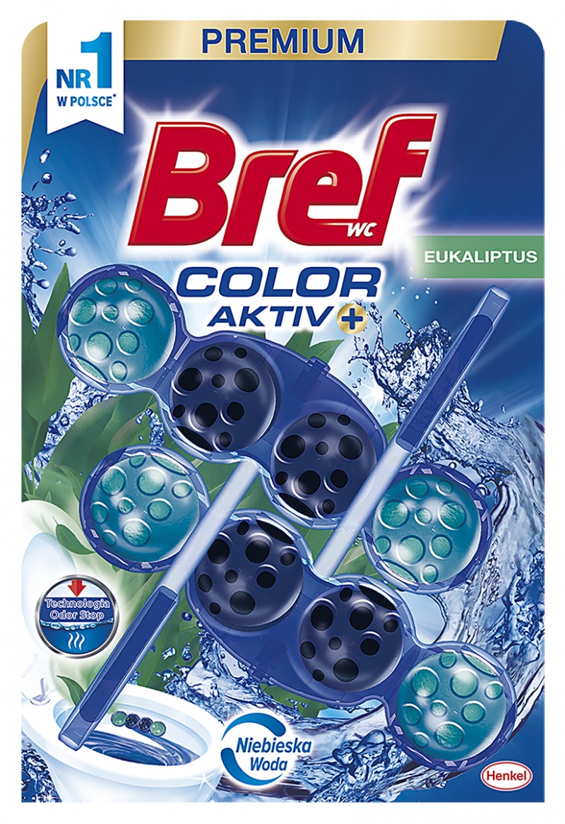 Toilet rim block balls BREF Color Aktiv Eucalyptus, colouring, 2 x 50 g ...